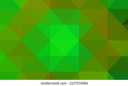 Light Green, Yellow vector abstract mosaic background. Triangular geometric sample with gradient.  Brand new design for your business.