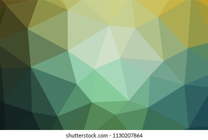 Light Green, Yellow vector abstract mosaic pattern. A sample with polygonal shapes. Triangular pattern for your design.