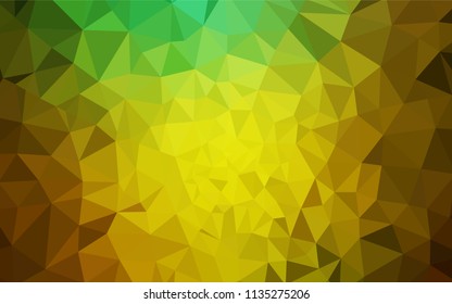 Light Green, Yellow vector abstract mosaic backdrop. Shining polygonal illustration, which consist of triangles. A new texture for your web site.