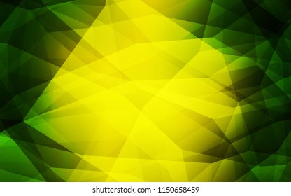 Light Green, Yellow vector abstract polygonal background. Shining polygonal illustration, which consist of triangles. Triangular pattern for your design.
