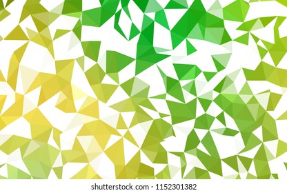 Light Green, Yellow vector abstract mosaic background. Geometric illustration in Origami style with gradient.  Best triangular design for your business.