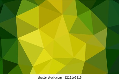 Light Green, Yellow vector abstract mosaic pattern. Triangular geometric sample with gradient.  A new texture for your web site.