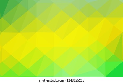 Light Green, Yellow vector abstract mosaic backdrop. Triangular geometric sample with gradient.  Template for your brand book.