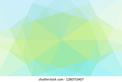 Light Green, Yellow vector abstract mosaic pattern. Geometric illustration in Origami style with gradient.  The best triangular design for your business.