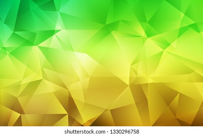 Light Green, Yellow vector abstract polygonal template. Colorful illustration in abstract style with triangles. Completely new template for your banner.