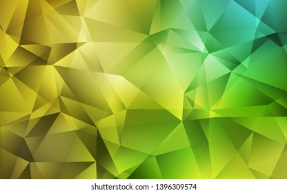 Light Green, Yellow vector abstract mosaic pattern. Colorful illustration in polygonal style with gradient. Triangular pattern for your design.
