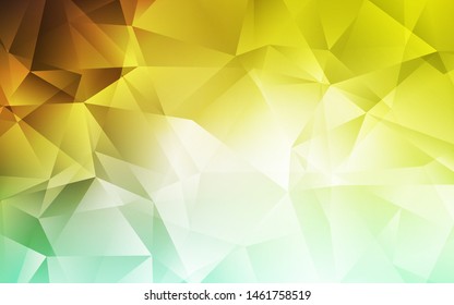 Light Green, Yellow vector abstract polygonal template. Triangular geometric sample with gradient.  Polygonal design for your web site.