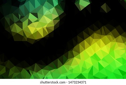 Light Green, Yellow vector abstract mosaic backdrop. Triangular geometric sample with gradient.  The best triangular design for your business.