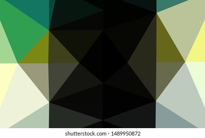 Light Green, Yellow vector abstract mosaic pattern. Triangular geometric sample with gradient.  The best triangular design for your business.
