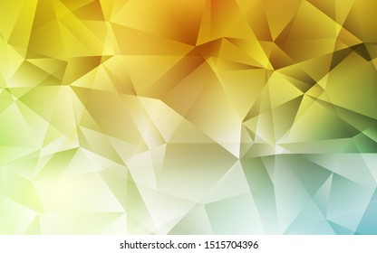 Light Green, Yellow vector abstract mosaic background. Shining polygonal illustration, which consist of triangles. A completely new design for your leaflet.