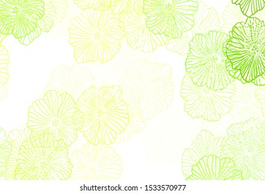 Light Green, Yellow vector abstract design with leaves. Illustration with colorful abstract doodle flowers. New template for your design.