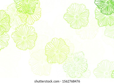 Light Green, Yellow vector abstract backdrop with leaves. Colorful illustration in doodle style with flowers. New template for your brand book.