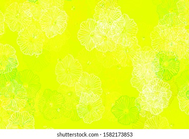 Light Green, Yellow vector abstract pattern with leaves. An elegant bright illustration with flowers. New template for your design.
