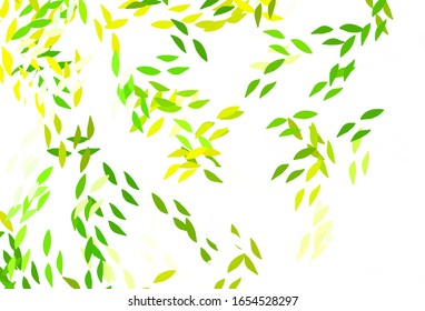 Light Green, Yellow vector abstract pattern with leaves. Creative illustration in blurred style with leaves. Hand painted design for web, leaflets.