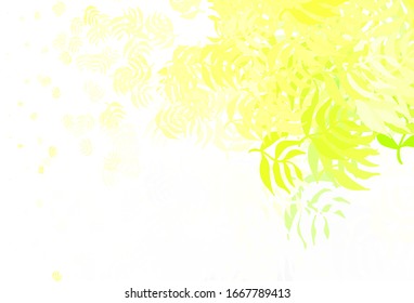 Light Green, Yellow vector abstract design with leaves. New colorful illustration in doodle style with leaves. New design for your business.
