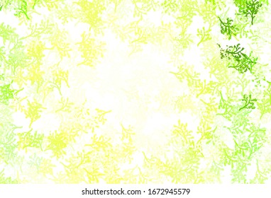 Light Green, Yellow vector abstract design with sakura. Colorful illustration in doodle style with leaves, branches. Pattern for wallpapers, coloring books.