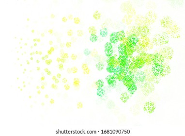 Color verde claro, fondo abstracto del vector amarillo con hojas. Ilustración de colores brillantes con hojas en estilo doodle. Patrón colorido para los libros infantiles.