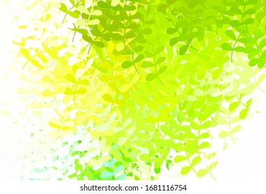 Light Green, Yellow vector abstract background with leaves. Modern geometrical abstract illustration with leaves. Brand new style for your business design.