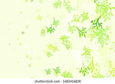 Light Green, Yellow vector abstract design with sakura. Leaves and branches with gradient on white background. Hand painted design for web, leaflets.