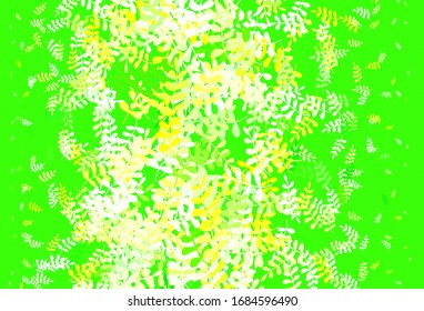 Light Green, Yellow vector abstract pattern with leaves. Glitter abstract illustration with doodles and leaves. The best design for your business.