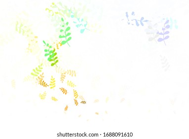 Light Green, Yellow vector abstract design with leaves. Decorative illustration with doodles on abstract template. Brand new style for your business design.