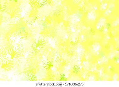 Hellgrünes, gelbes Vektorillustration abstraktes Muster mit Blättern. Farbige Illustration im Doodle-Stil mit Blättern, Ästen. Handgemalt Design für Web, Umhüllung.