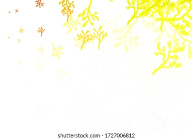 Light Green, Yellow vector abstract backdrop with sakura. Illustration with doodles on abstract template. Elegant pattern for your brand book.