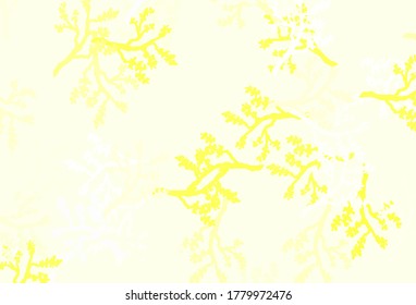 Light Green, Yellow vector abstract design with sakura. Brand new colored illustration with leaves and branches. Template for backgrounds of cell phones.