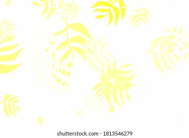 Light Green, Yellow vector abstract background with leaves. leaves on elegant natural pattern with gradient. Doodle design for your web site.