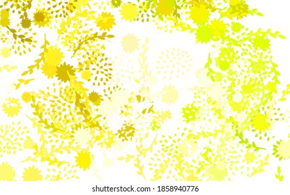 Light Green, Yellow vector abstract backdrop with flowers, roses. Flowers in natural style on white background. Pattern for heads of websites, designs.