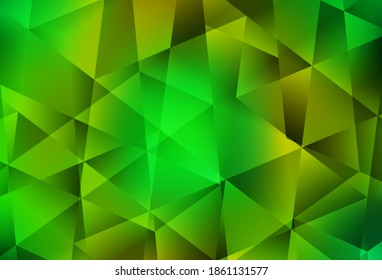 Light Green, Yellow vector abstract mosaic backdrop. Shining polygonal illustration, which consist of triangles. A new texture for your web site.