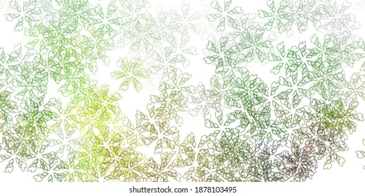 Light green, yellow vector abstract backdrop with leaves. Shining colored illustration with leaves in doodle style. Brand new business design.