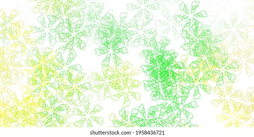 Light green, yellow vector abstract template with leaves. Decorative illustration with doodles on abstract template. Colorful pattern for spring parties.