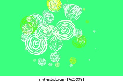 Light Green, Yellow vector abstract backdrop with roses. Colorful illustration in doodle style with flowers. Pattern for wallpapers, coloring books.