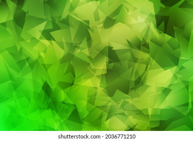 Light Green, Yellow vector abstract polygonal template. Shining polygonal illustration, which consist of triangles. Triangular pattern for your design.