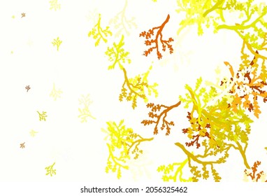 Light Green, Yellow vector abstract backdrop with sakura. Illustration with doodles on abstract template. Elegant pattern for your brand book.