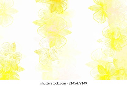 Diseño abstracto vectorial amarillo verde claro con flores. Ilustración con coloridas flores abstractas de doodle. Nueva plantilla para su diseño.
