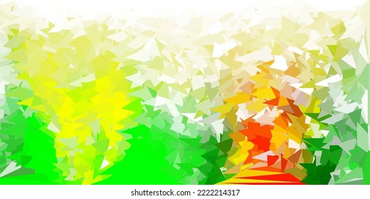 Plantilla de triángulo abstracto vectorial verde claro y amarillo. Ilustración degradada de estilo poligonal con triángulos. Tu negocio.