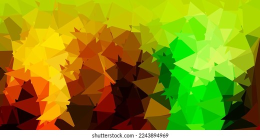 Textura de triángulo abstracto de vector amarillo verde claro. Ilustración de color mosaico con concepto de triángulo. Muestra para tus diseños.