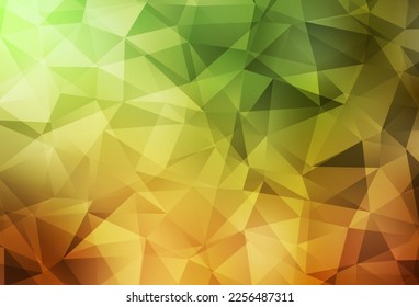 Light Green, Yellow vector abstract polygonal template. Glitter abstract illustration with an elegant triangles. Brand new design for your business.