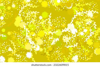 Light Green, Yellow vector abstract backdrop with flowers, roses. Flowers in natural style on white background. Pattern for heads of websites, designs.