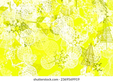 Light Green, Yellow vector abstract pattern with trees, branches. Colorful illustration in doodle style with trees. Brand new style for your business design.