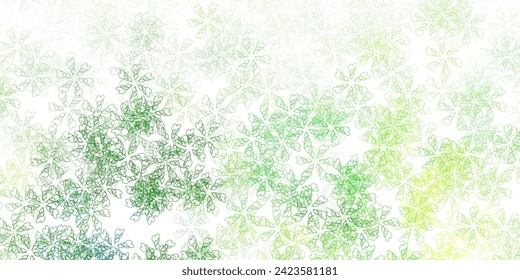Light green, yellow vector abstract template with leaves. Doodle illustration of leaves in Origami style with gradient. Pattern for website designs.