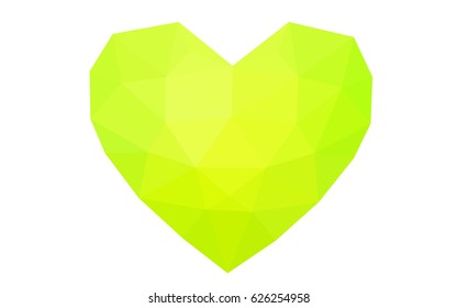 Light Green, Yellow vector abstract glitter heart shape on white background in love concept for valentine's day with sweet and romantic moment. Polygonal design for your business.