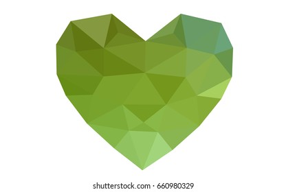 Light Green, Yellow vector abstract glitter heart shape on white background in love concept for valentine's day with sweet and romantic moment. Polygonal design for your business.