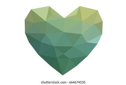 Light Green, Yellow vector abstract glitter heart shape on white background in love concept for valentine's day with sweet and romantic moment. Polygonal design for your business.
