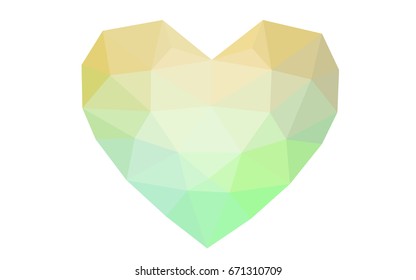 Light Green, Yellow vector abstract glitter heart shape on white background in love concept for valentine's day with sweet and romantic moment. Polygonal design for your business.