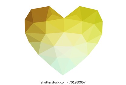 Light Green, Yellow vector abstract glitter heart shape on white background in love concept for valentine's day with sweet and romantic moment. Polygonal design for your business.