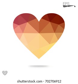 Light Green, Yellow vector abstract glitter heart shape on white background in love concept for valentine's day with sweet and romantic moment. Polygonal design for your business.
