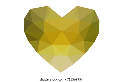 Light Green, Yellow vector abstract glitter heart shape on white background in love concept for valentine's day with sweet and romantic moment. Polygonal design for your business.